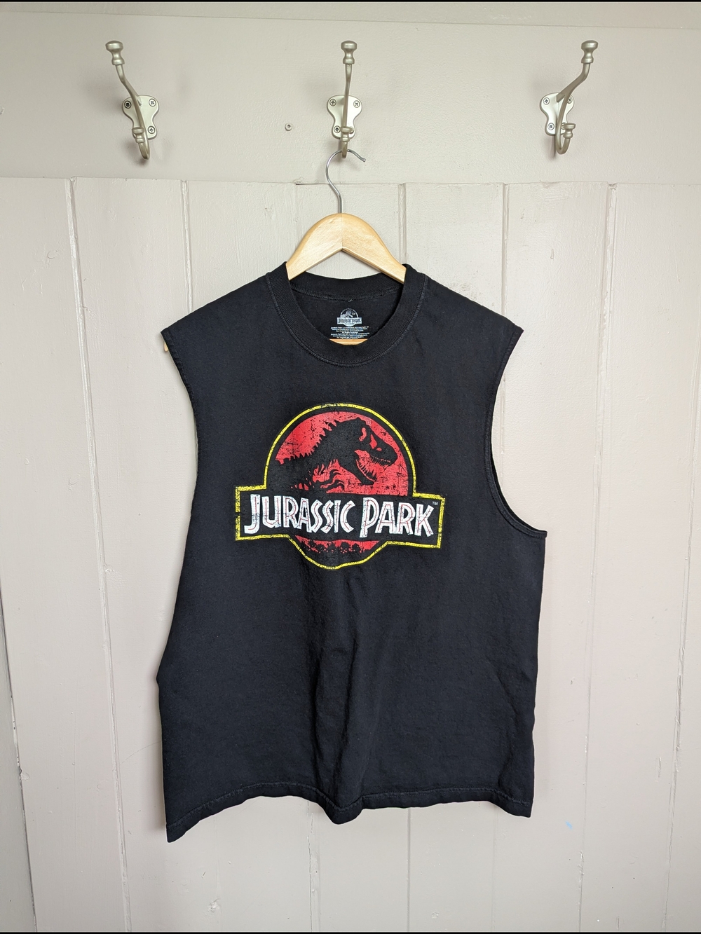 Jurassic Park Black Graphic Muscle Tee Men's